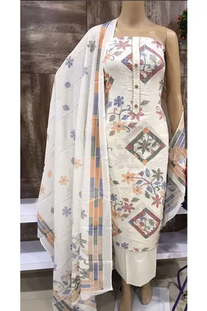 SALWAR STUDIO Embroidered Pure Cotton Unstitched Dress Material