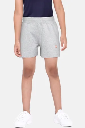 HRX Boys Grey Melange Solid Lifestyle Cotton Shorts