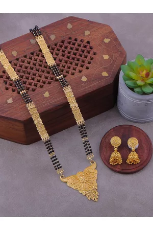 Brandsoon Gold-Plated Black Beaded Mangalsutra