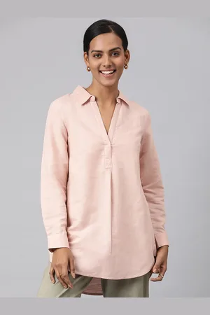 Fabindia Women Pink Shirt Collar Tunic