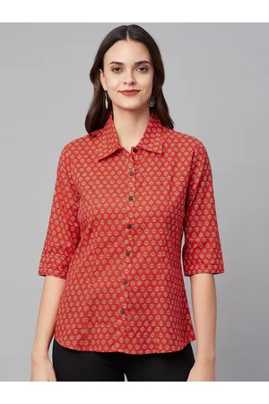 Divena World Women Red Comfort Floral Printed Casual Shirt