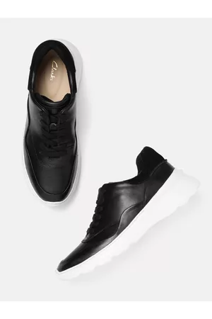 Clarks Women Black Solid Leather Sneakers