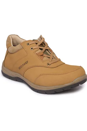 Red Chief Men Tan Brown Leather Sneakers