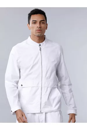 LocoMotive Men White Solid Tailored Jacket