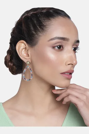 ESTELE Women Rose Gold & Multicoloured Contemporary Drop Earrings