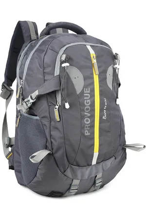 Provogue Unisex Grey & Yellow Colourblocked Backpack with Reflective Strip & Rain Cover