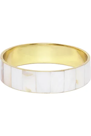 RICHEERA Off-White & Beige Gold-Plated Iridescent Effect Bangle