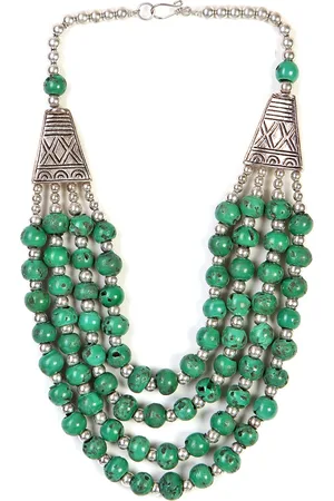 Bamboo Tree Jewels Green Metal Necklace