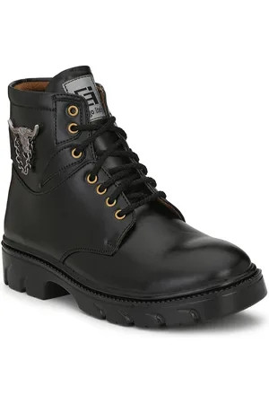 Eego Italy Men Black Solid Synthetic High-Top Flat Boots