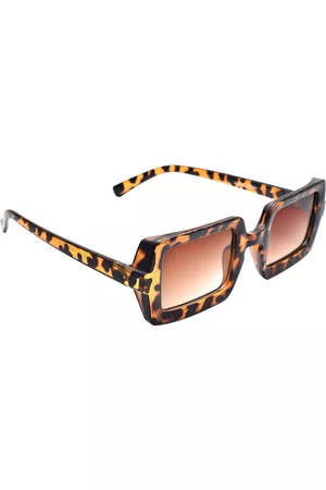 Peter Jones Eyewear Unisex Brown Lens & Brown Rectangle Sunglasses with UV Protected Lens