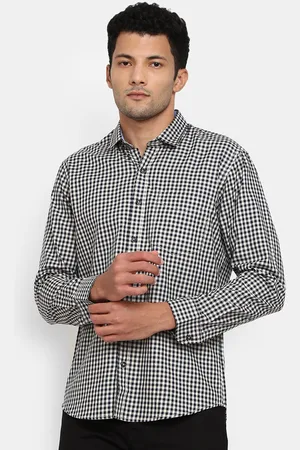 V-Mart Men Navy Blue Micro Checks Checked Casual Shirt