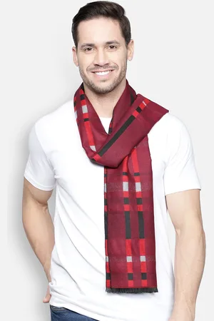 Alvaro Castagnino Men Red & Black Checked Muffler