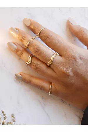 Joker & Witch Women Set Of 5 Gold-Plated Midi Finger Rings