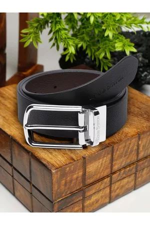 LOUIS STITCH Men Italian Leather Textured Reversible Belt