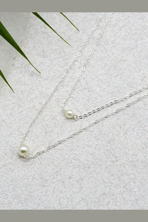 Joker & Witch Silver-Toned & White Layered Necklace