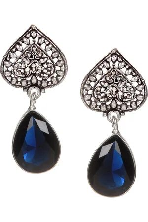 Bamboo Tree Jewels Blue Teardrop Shaped Drop Earrings