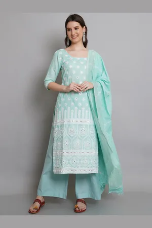 Stylee Lifestyle Green & White Unstitched Dress Material