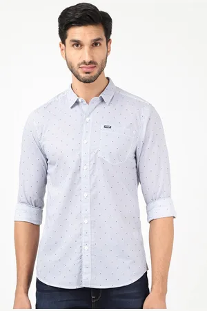Wrangler Men Blue Slim Fit Printed Organic Cotton Casual Shirt
