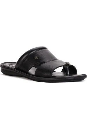 Bata Men Black PU Comfort Sandals