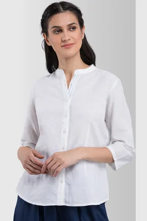 FableStreet Women White Regular Fit Solid Casual Shirt