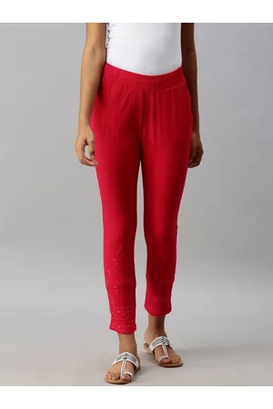 Soch Women Fuchsia Embroidered Regular Trousers