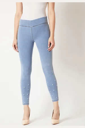 Miss Chase Women Blue Solid Skinny-Fit Jeggings