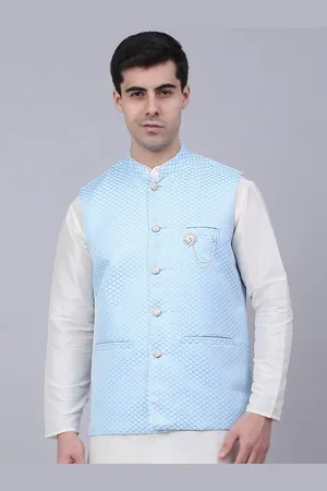 Jompers Men Blue Printed Nehru Jacket
