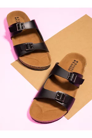 HERE&NOW Women Black Solid Casual Flats With Buckles