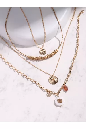 DEEBACO Gold-Toned Rose Gold-Plated Layered Necklace