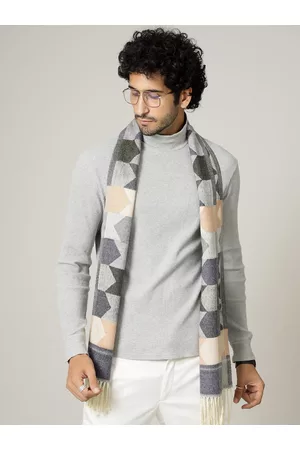HANDICRAFT PALACE Men Blue & Orange Geometric Printed Muffler