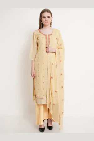 Stylee Lifestyle Yellow & Red Embroidered Unstitched Dress Material