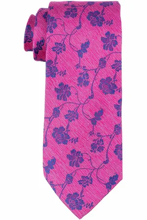The Tie Hub Men Pink & Blue Printed Broad Tie