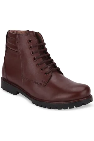 LOUIS STITCH Men Brown Solid Leather High-Top Flat Boots