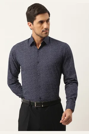 SOJANYA Men Navy Blue & White Classic Fit Printed Formal Shirt