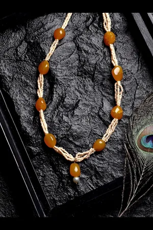 DUGRISTYLE Gold-Toned & Yellow Copper Pearls Handcrafted Necklace