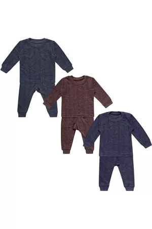 Superminis Infant Kids Pack Of 3 Striped Pure Cotton Thermal Set