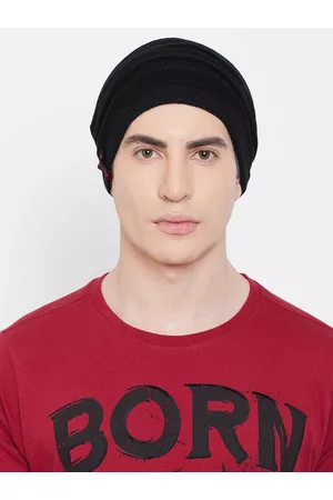 Punk Men Black Striped Beanie