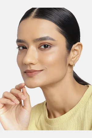 ESTELE Gold-Toned & White Contemporary Drop Earrings