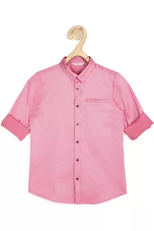 Peter England Boys Pink Slim Fit Cotton Casual Shirt