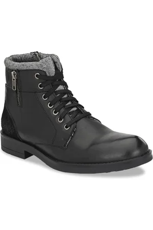Delize Men Black Solid Flat Boots