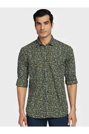 ColorPlus Men Green Tailored Fit Floral Printed Casual Shirt