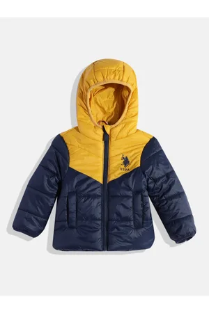 Ralph Lauren Boys Yellow and Navy Blue Colourblocked Puffer Jacket