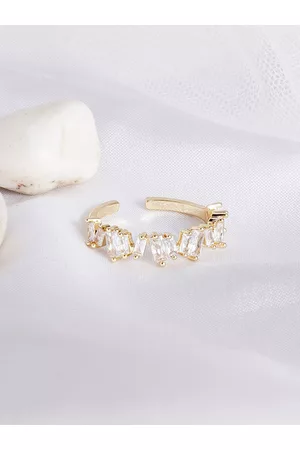 Joker & Witch Gold-Plated Rhinestone-Studded Ochi Dainty Adjustable Finger Ring