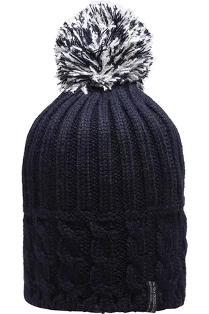 513 Clothing Women Navy Blue & White Self Design Acrylic Beanie Cap