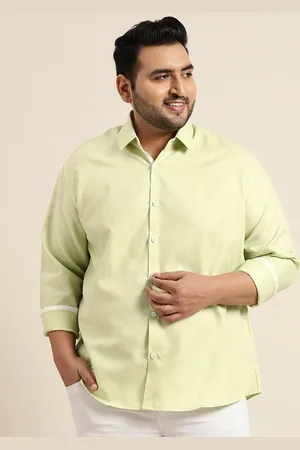 SOJANYA Size Men Lime Green Classic Fit Cotton Linen Casual Shirt