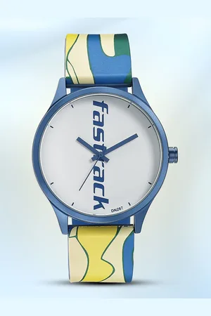 Fastrack Unisex White Aluminium Printed Dial & Blue Straps Analogue Watch 68031AP06