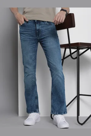 The Indian Garage Co Men Blue Bootcut Light Fade Stretchable Jeans