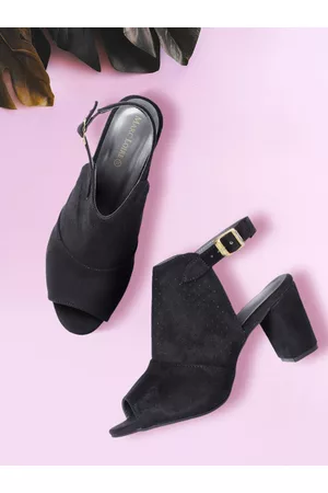 Marc Loire Women Black Perforated Heeled Mules