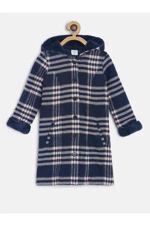 MINI KLUB Girls Navy Blue Striped Tailored Jacket