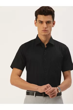 IVOC Men Black Solid Slim Fit Formal Shirt